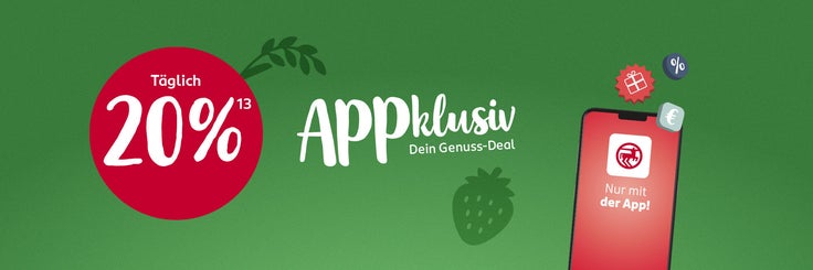 APPklusiv Genuss-Deal mit täglich 20 Prozent Rabatt, nur mit der ROSSMANN-App