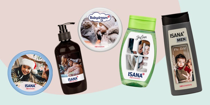 Abgebildet sind ROSSMANN Produkte, die individuell mit MEIN DESIGN gestaltet wurden