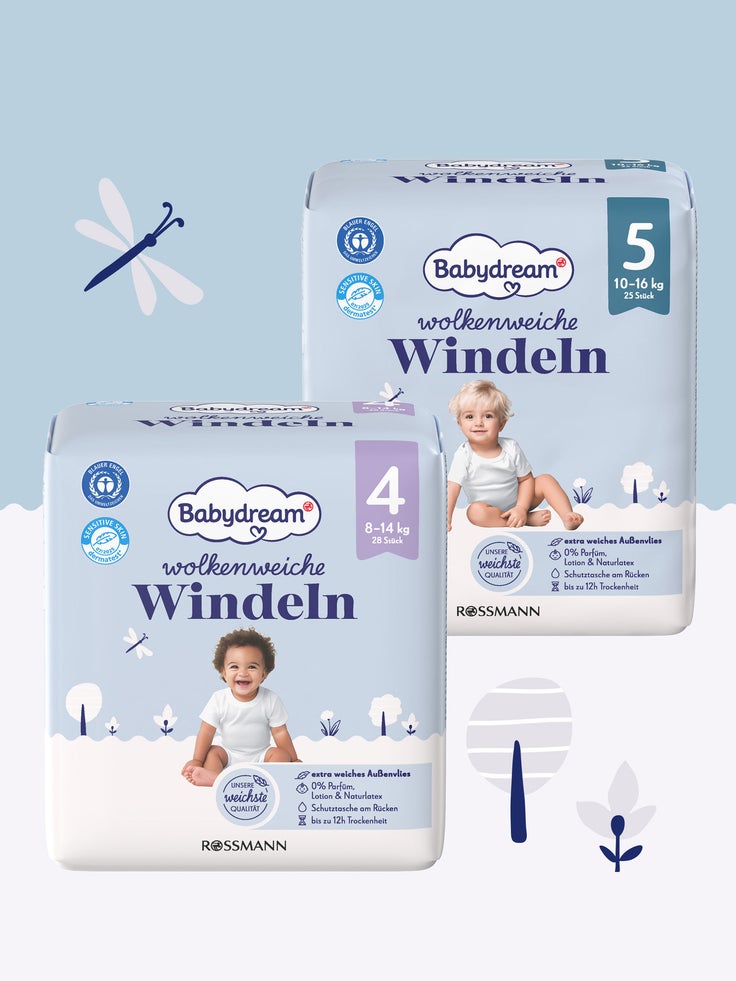 Zwei Packungen wolkenweiche Windeln von Babydream.