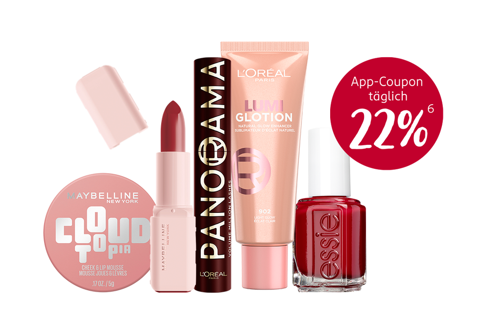 Beispielprodukte von Maybelline New York, L'Oréal Paris und essie