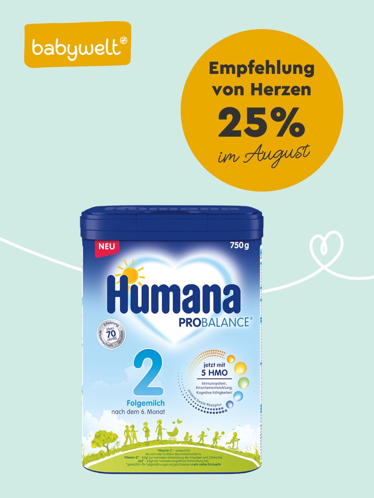 Babywelt Empfehlung von Herzen Humana 25 % im August.