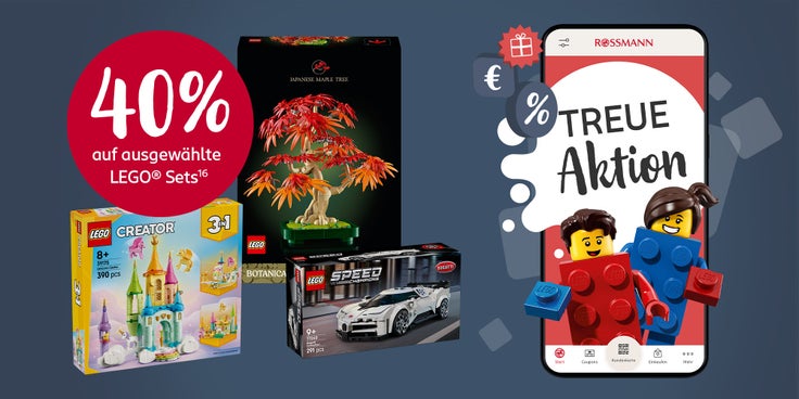 Drei Lego Sets mit dem Hinweis auf 40 % Rabatt.